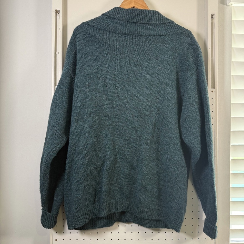 Orvis Cardigan Men's Green Wool Blend Pockets Shawl Collar Sweater - Large - Picture 6 of 10
